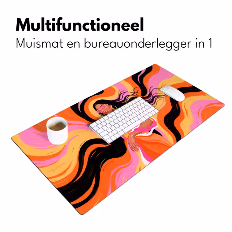 Bureau onderlegger - Vrouw - Zonnebril - Abstract - Kleurrijk — 7