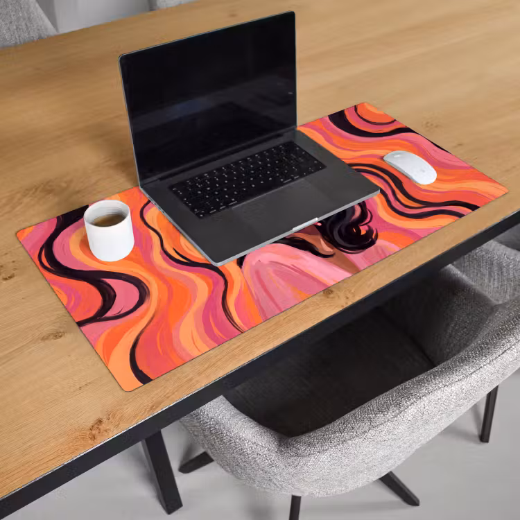 Bureau onderlegger - Vrouw - Zonnebril - Modern - Portret - Oranje — 3