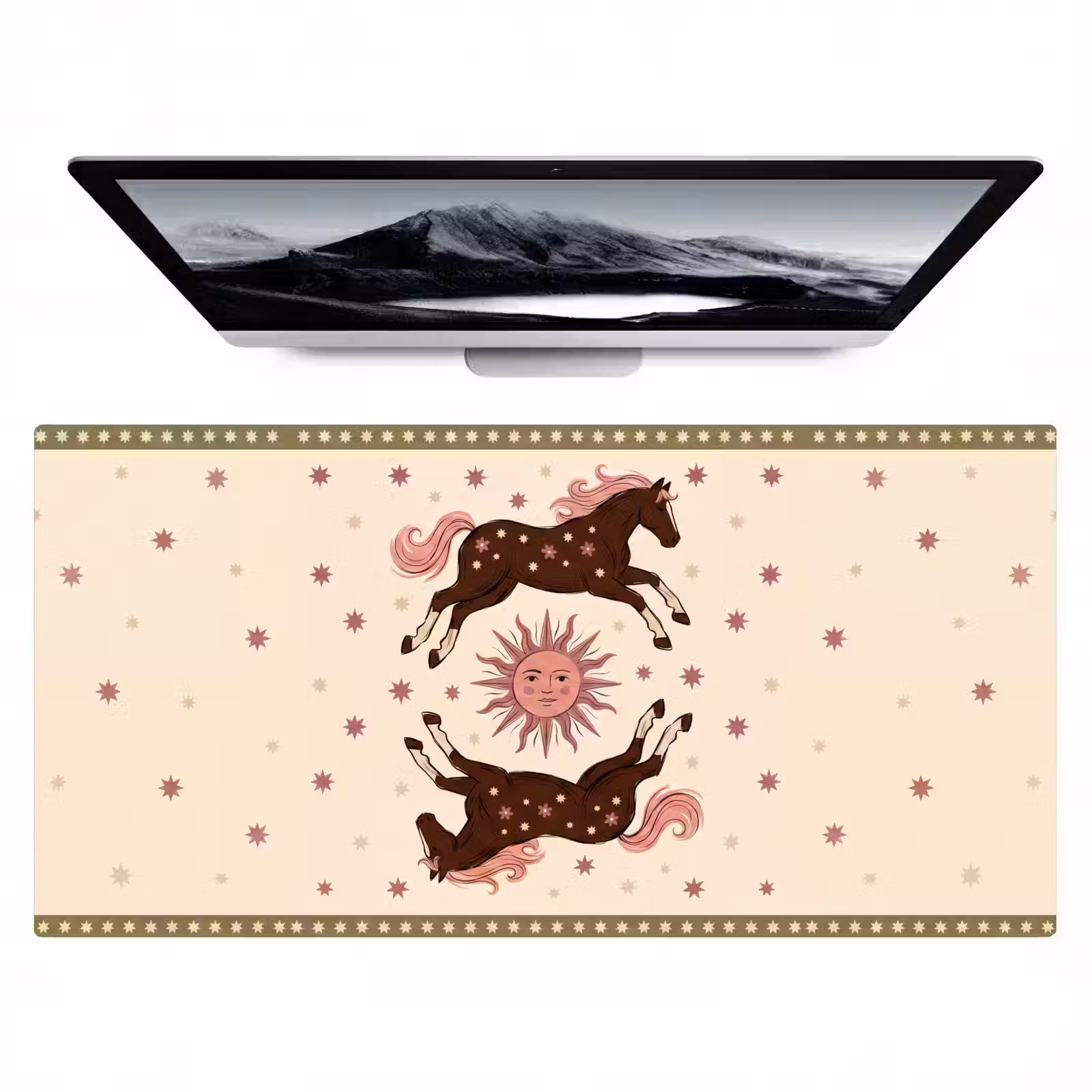 Bureau onderlegger - Paard - Zon - Mystiek - Illustratie - Roze — 1
