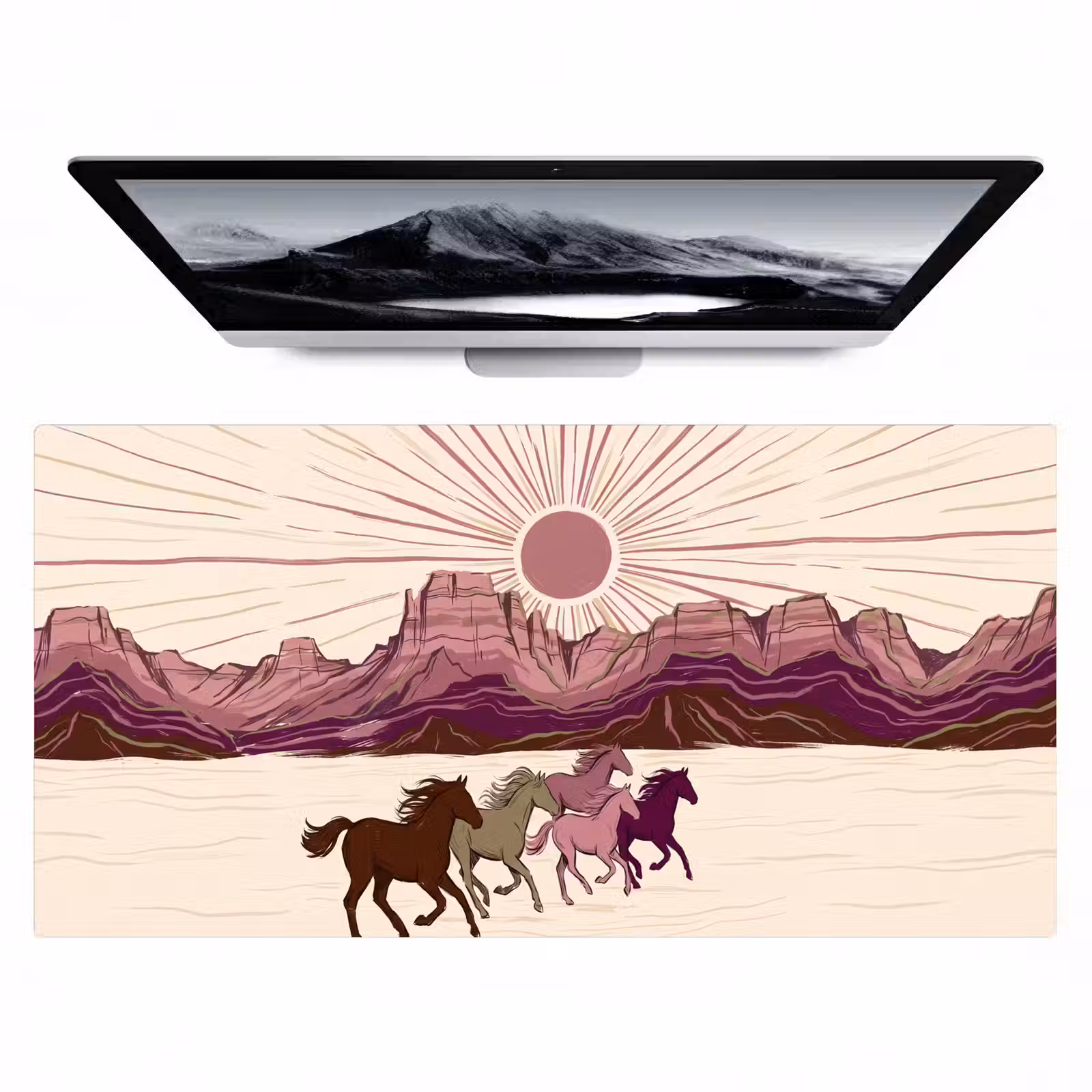 Bureau onderlegger - Paarden - Rennend - Woestijn - Natuur - Abstract — 1