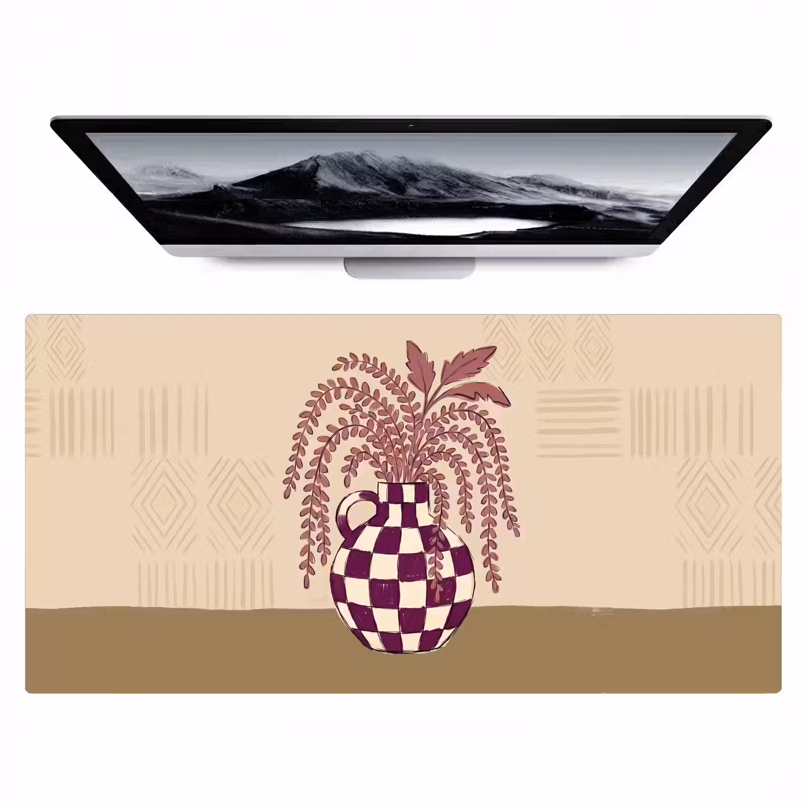 Bureau onderlegger - Vaas - Geruit - Planten - Modern - Paars — 1