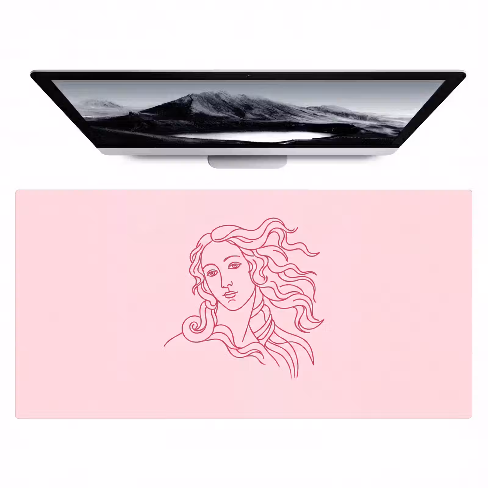 Bureau onderlegger - Vrouw - Portret - Klassiek - Line-art - Roze — 1