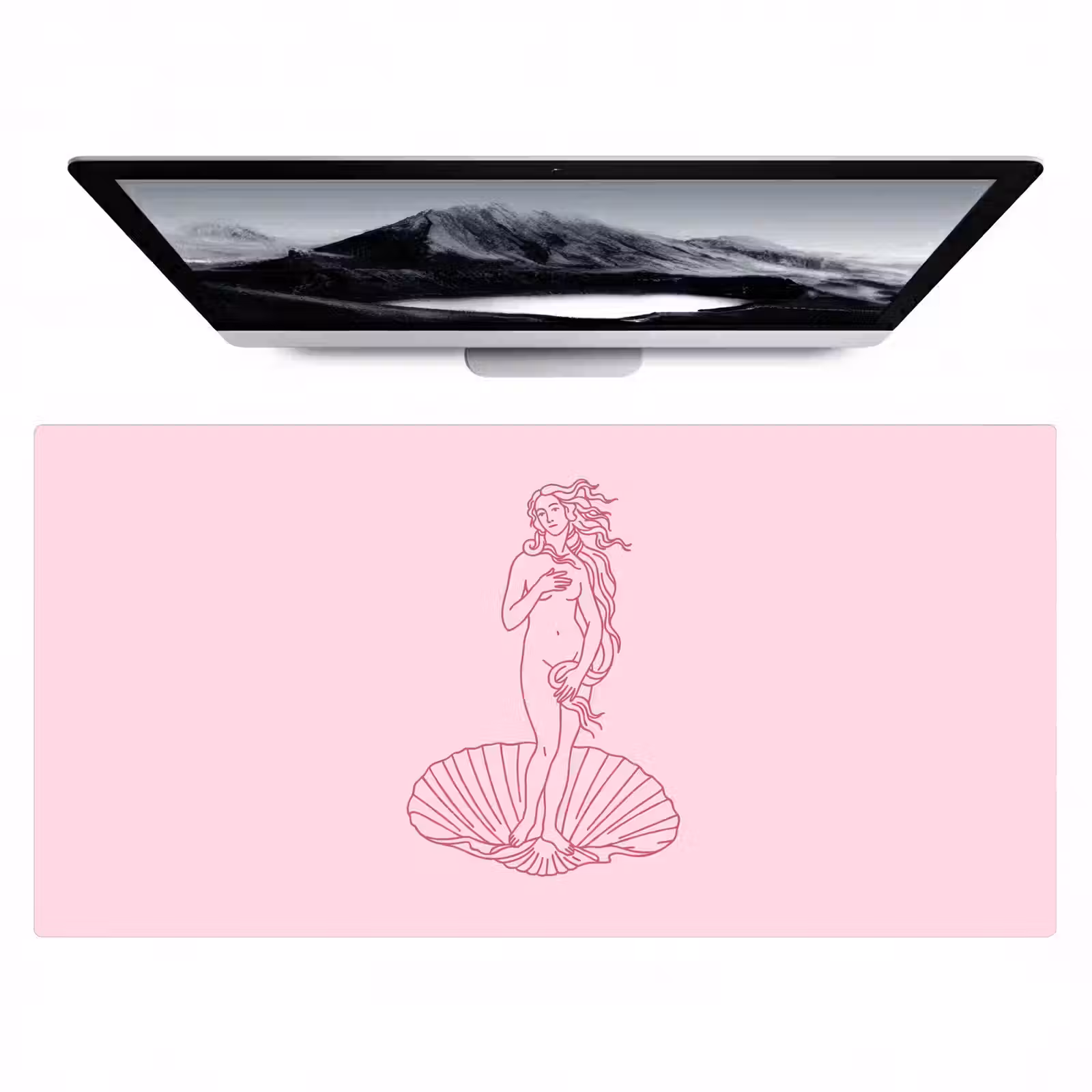 Bureau onderlegger - Vrouw - Schelp - Kunst - Lijntekening - Roze — 1