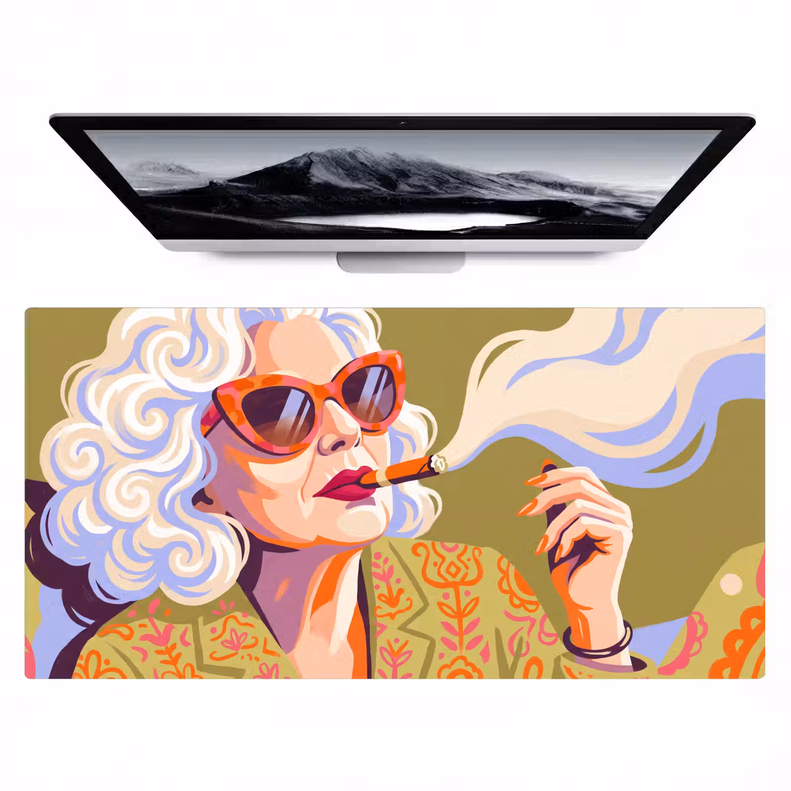 Bureau onderlegger - Vrouw - Zonnebril - Portret - Modern - Kleurrijk — 1