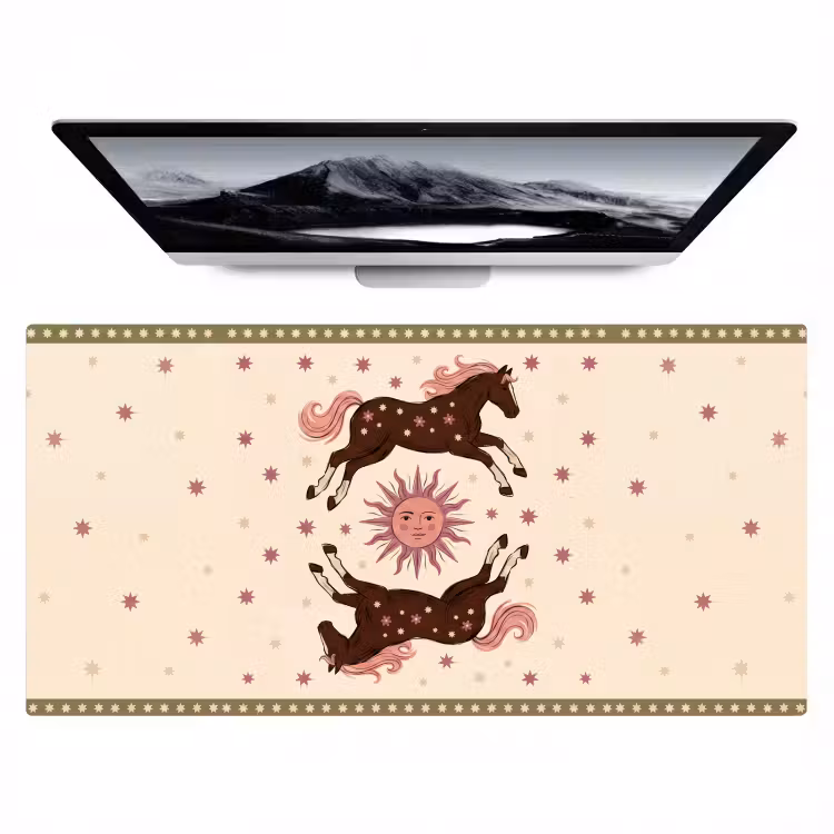 Bureau onderlegger - Paard - Zon - Mystiek - Illustratie - Roze — 1