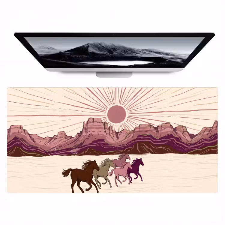Bureau onderlegger - Paarden - Rennend - Woestijn - Natuur - Abstract — 1