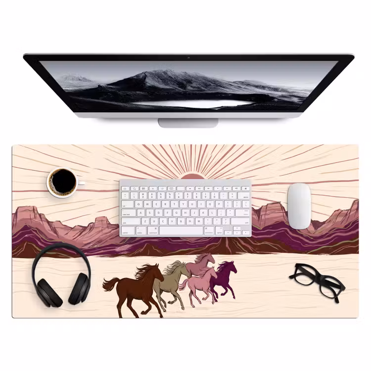 Bureau onderlegger - Paarden - Rennend - Woestijn - Natuur - Abstract — 4
