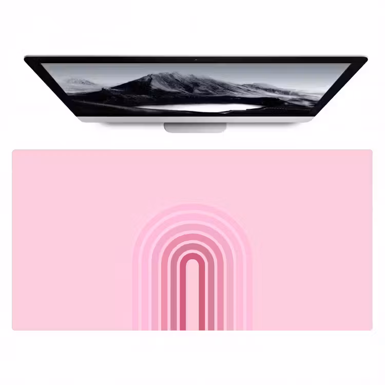 Bureau onderlegger - Regenboog - Roze - Abstract - Modern - Minimalistisch — 1
