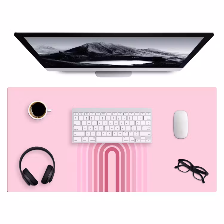 Bureau onderlegger - Regenboog - Roze - Abstract - Modern - Minimalistisch — 4