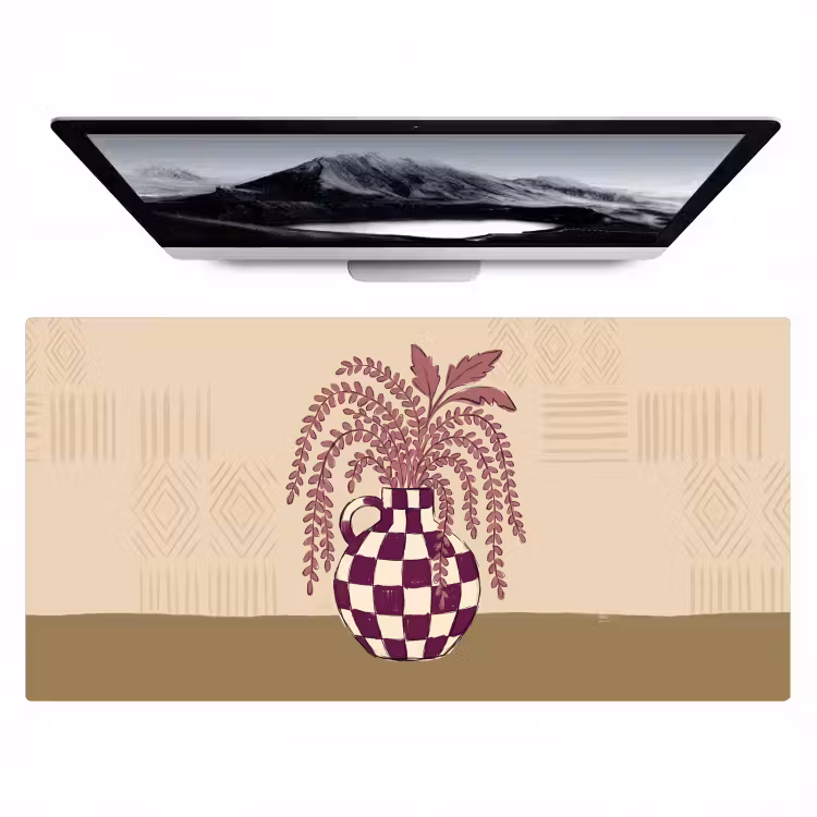 Bureau onderlegger - Vaas - Geruit - Planten - Modern - Paars — 1