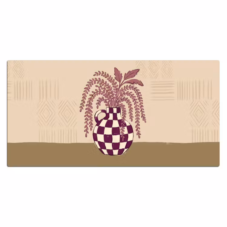 Bureau onderlegger - Vaas - Geruit - Planten - Modern - Paars — 2