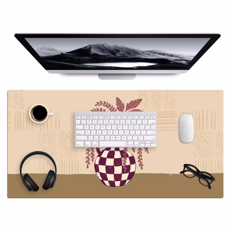 Bureau onderlegger - Vaas - Geruit - Planten - Modern - Paars — 4