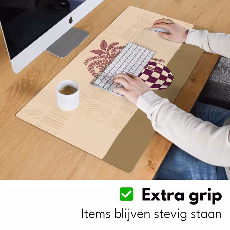 Bureau onderlegger - Vaas - Geruit - Planten - Modern - Paars — 6