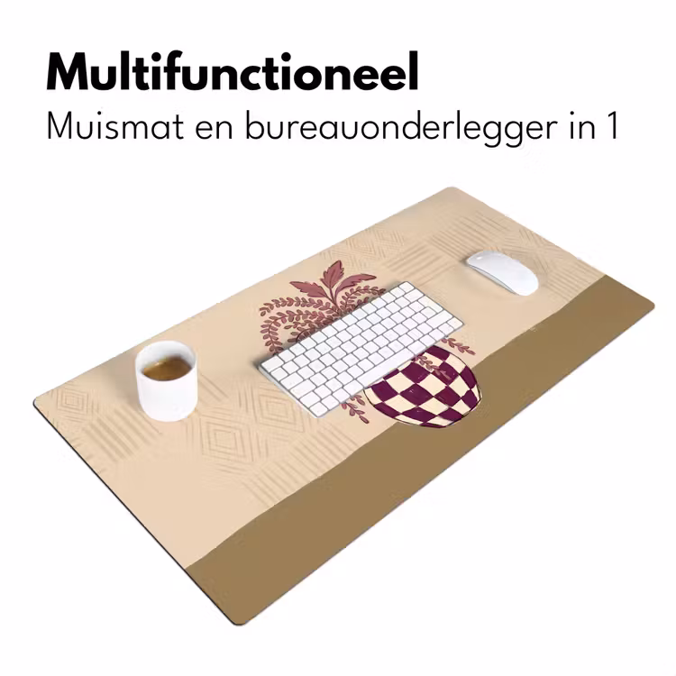 Bureau onderlegger - Vaas - Geruit - Planten - Modern - Paars — 7