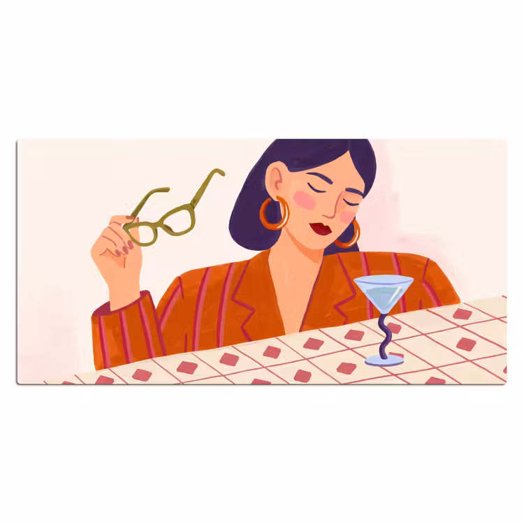 Bureau onderlegger - Vrouw - Bril - Cocktail - Illustratie - Modern — 2