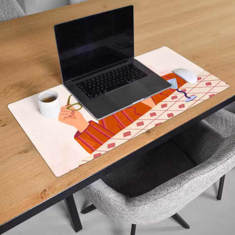 Bureau onderlegger - Vrouw - Bril - Cocktail - Illustratie - Modern — 3