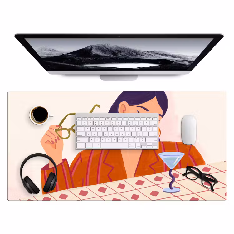 Bureau onderlegger - Vrouw - Bril - Cocktail - Illustratie - Modern — 4