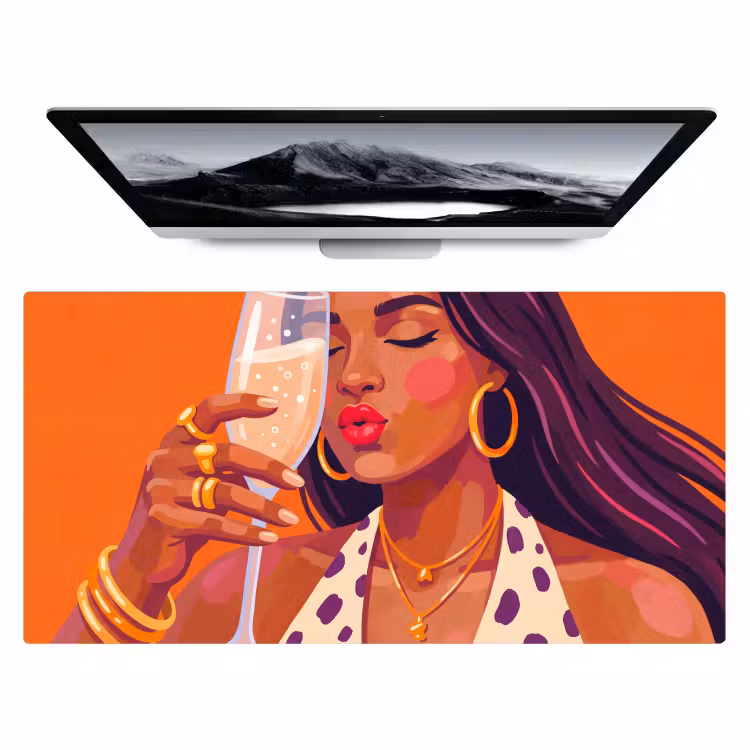 Bureau onderlegger - Vrouw - Champagne - Feest - Modern - Oranje — 1