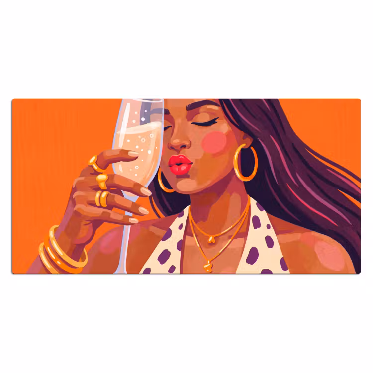 Bureau onderlegger - Vrouw - Champagne - Feest - Modern - Oranje — 2