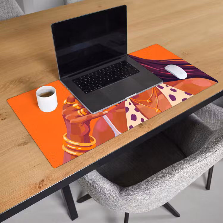 Bureau onderlegger - Vrouw - Champagne - Feest - Modern - Oranje — 3