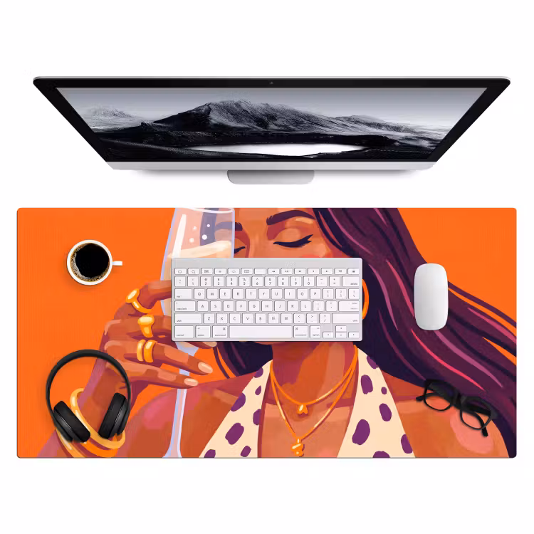 Bureau onderlegger - Vrouw - Champagne - Feest - Modern - Oranje — 4