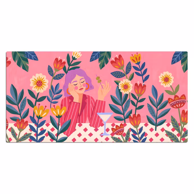 Bureau onderlegger - Vrouw - Cocktail - Bloemen - Modern - Roze — 2