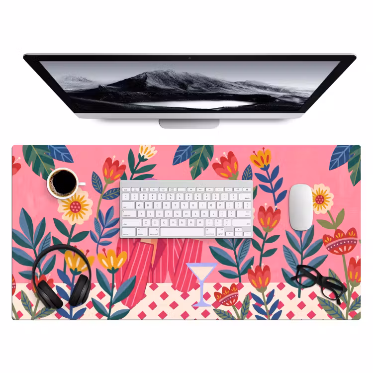 Bureau onderlegger - Vrouw - Cocktail - Bloemen - Modern - Roze — 4