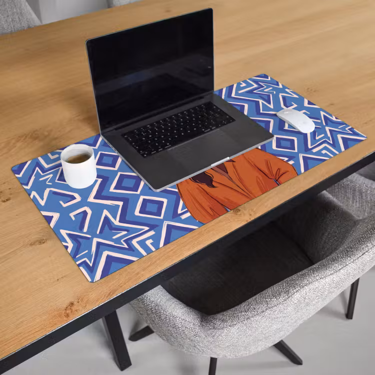 Bureau onderlegger - Vrouw - Cowboyhoed - Portret - Modern - Blauw — 3
