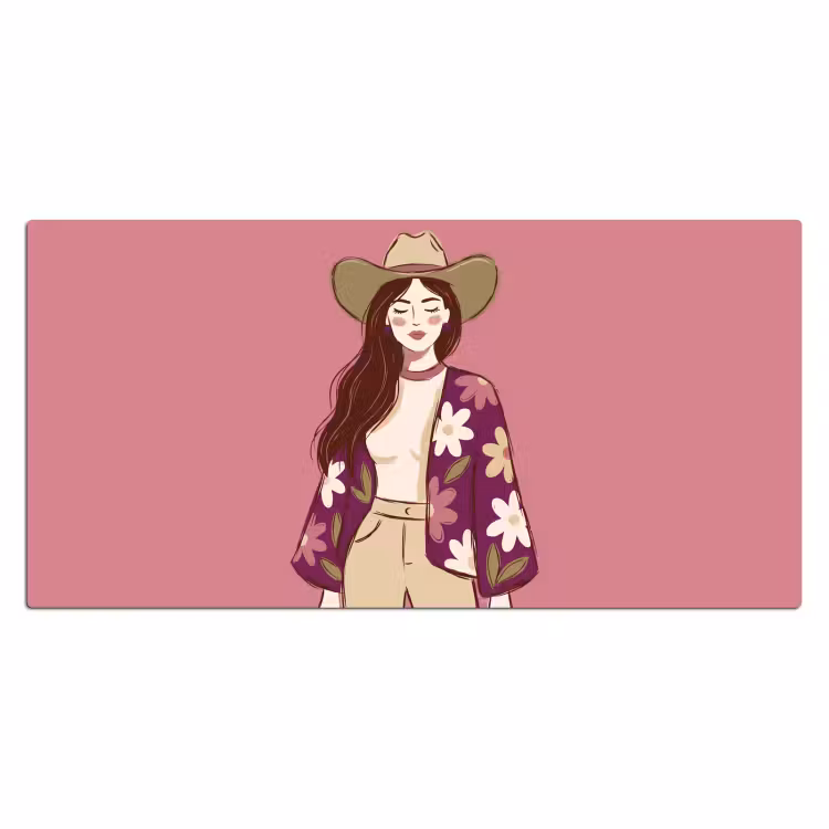Bureau onderlegger - Vrouw - Hoed - Portret - Illustratie - Roze — 2