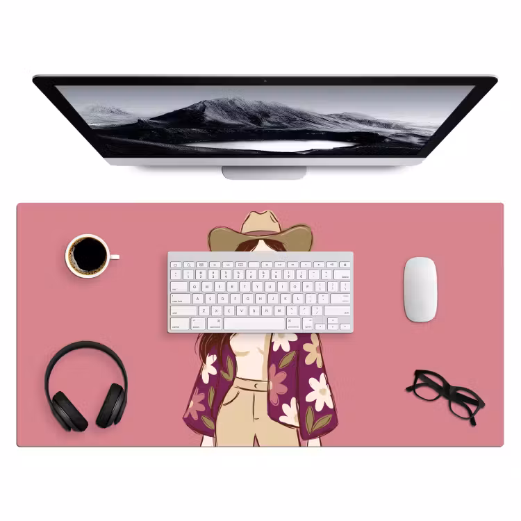 Bureau onderlegger - Vrouw - Hoed - Portret - Illustratie - Roze — 4