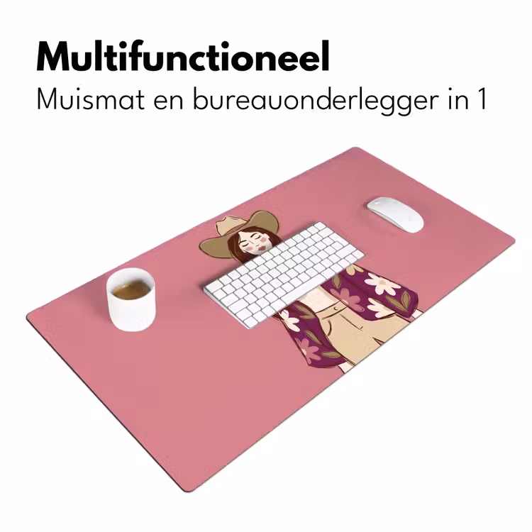 Bureau onderlegger - Vrouw - Hoed - Portret - Illustratie - Roze — 7