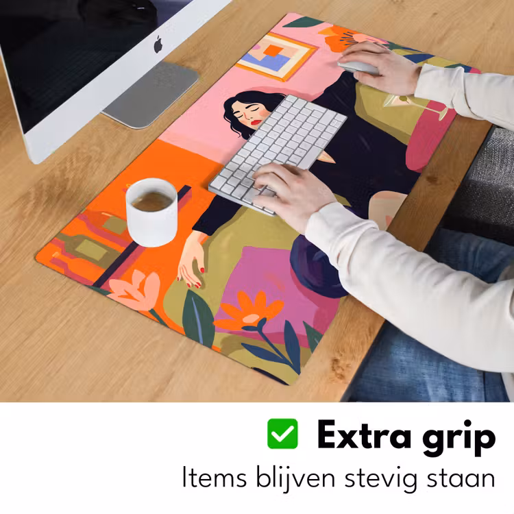 Bureau onderlegger - Vrouw - Kat - Interieur - Modern - Kleurrijk — 6