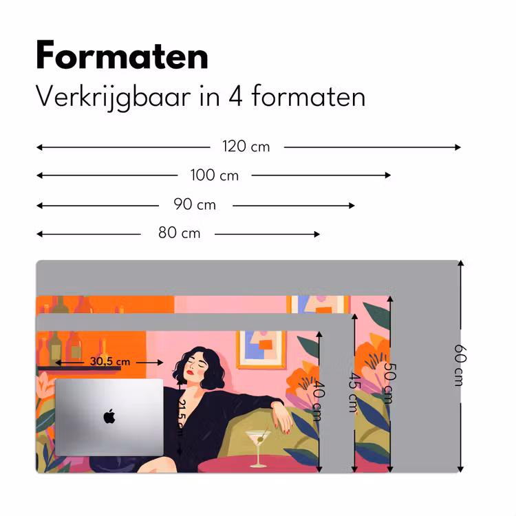 Bureau onderlegger - Vrouw - Kat - Interieur - Modern - Kleurrijk — 8