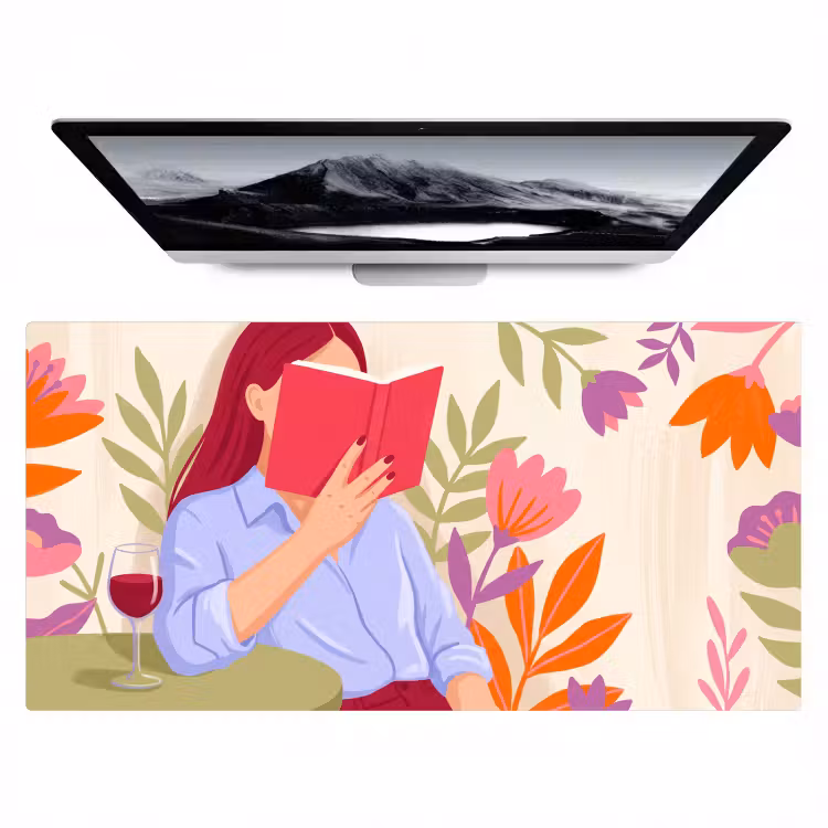 Bureau onderlegger - Vrouw - Lezen - Thuis - Modern - Bloemen — 1