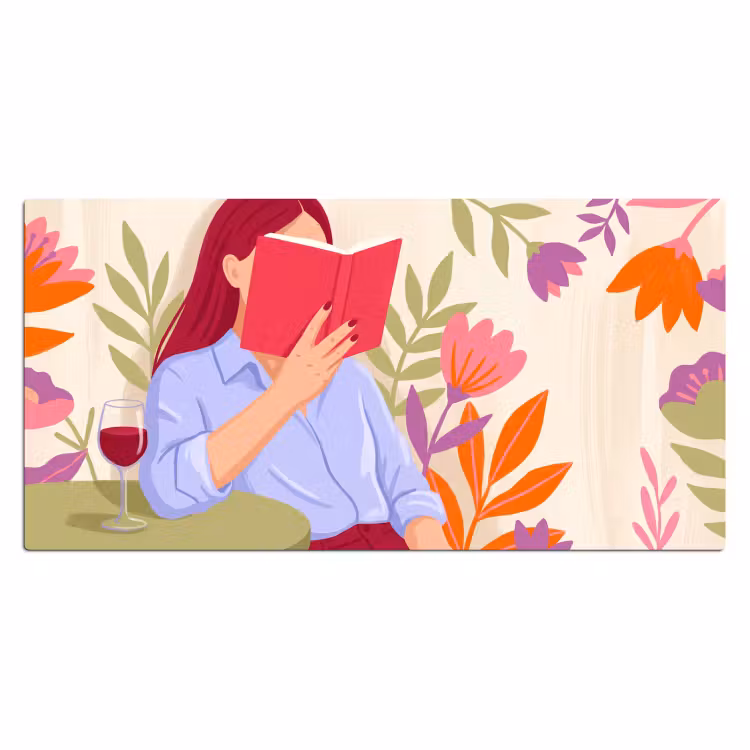 Bureau onderlegger - Vrouw - Lezen - Thuis - Modern - Bloemen — 2