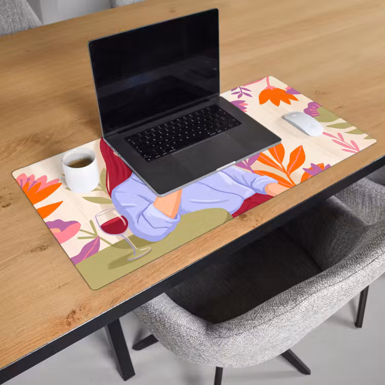 Bureau onderlegger - Vrouw - Lezen - Thuis - Modern - Bloemen — 3