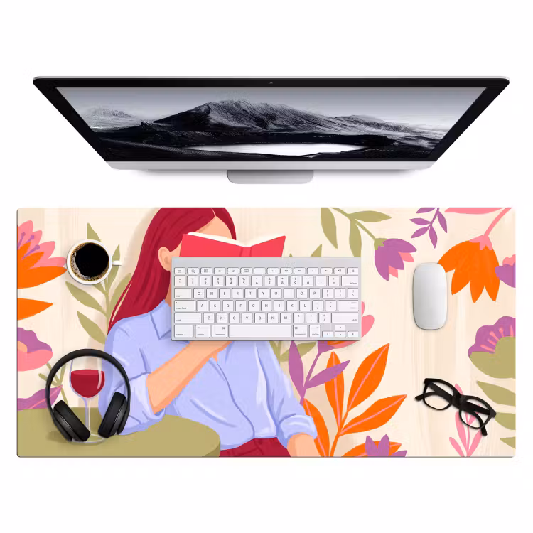 Bureau onderlegger - Vrouw - Lezen - Thuis - Modern - Bloemen — 4