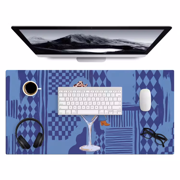 Bureau onderlegger - Vrouw - Martini glas - Abstract - Blauw - Kunst — 4