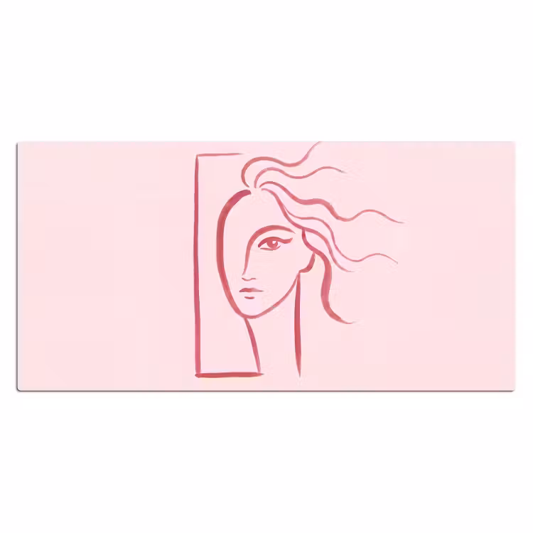 Bureau onderlegger - Vrouw - Portret - Abstract - Lijnkunst - Rood — 2