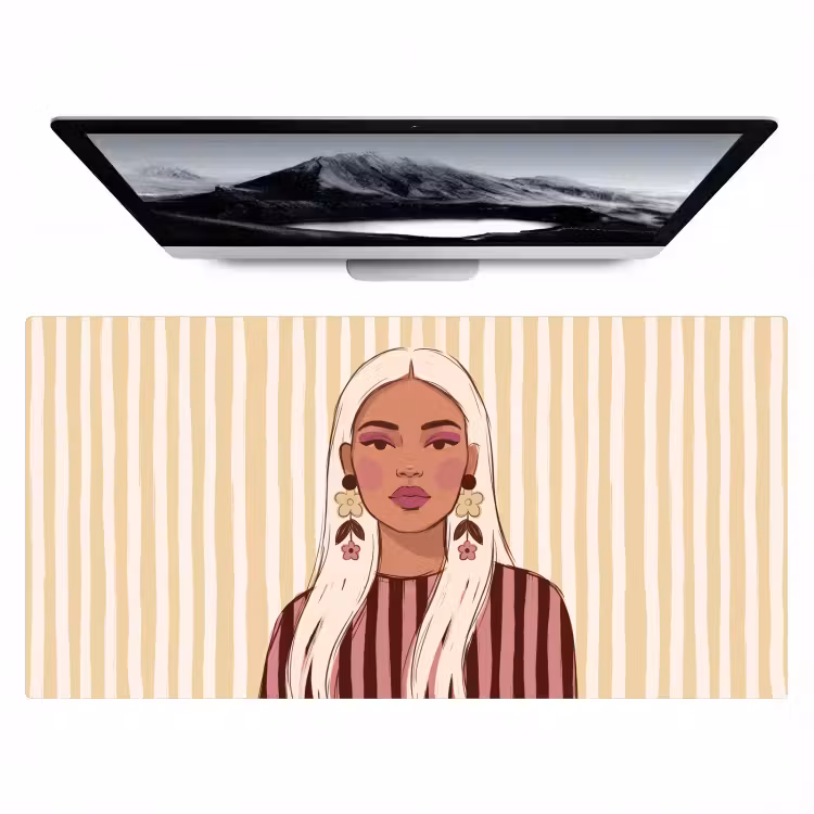 Bureau onderlegger - Vrouw - Portret - Illustratie - Modern - Roze — 1