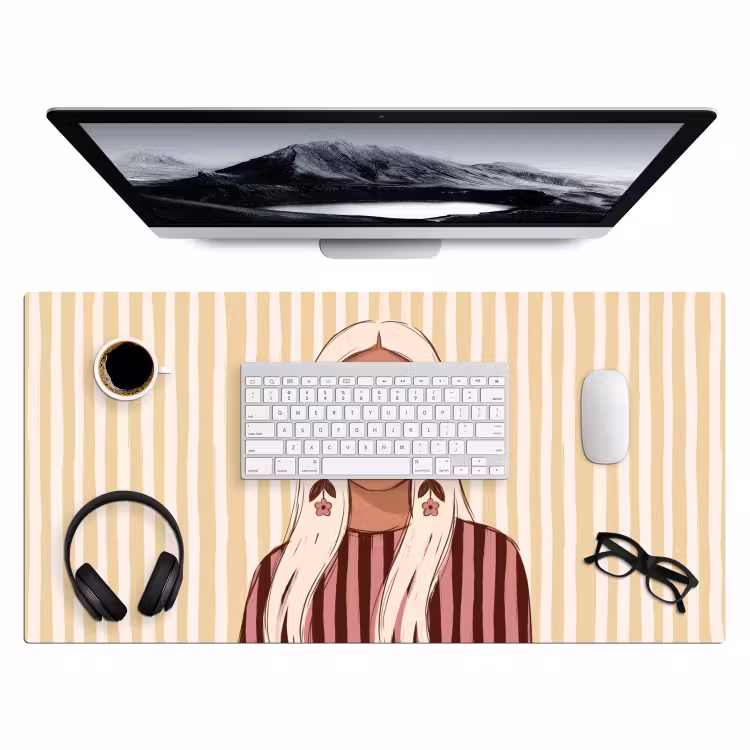 Bureau onderlegger - Vrouw - Portret - Illustratie - Modern - Roze — 4