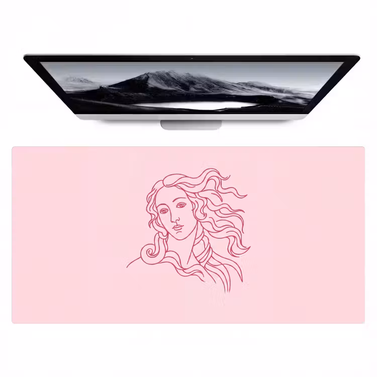Bureau onderlegger - Vrouw - Portret - Klassiek - Line-art - Roze — 1