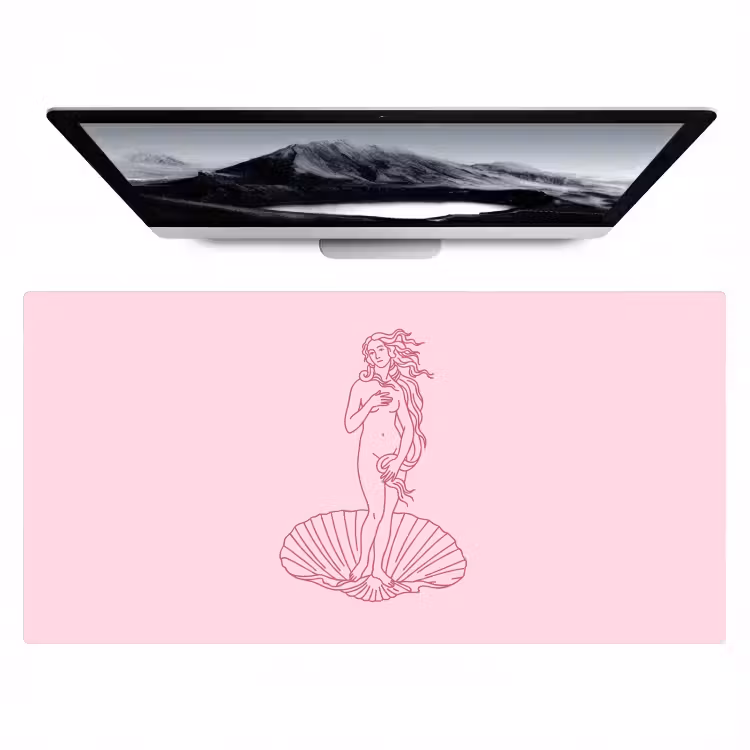 Bureau onderlegger - Vrouw - Schelp - Kunst - Lijntekening - Roze — 1