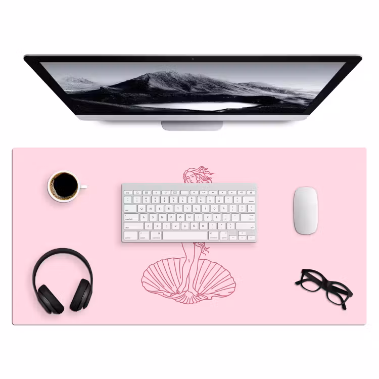 Bureau onderlegger - Vrouw - Schelp - Kunst - Lijntekening - Roze — 4