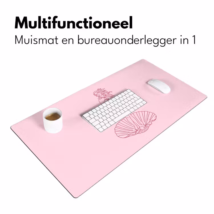 Bureau onderlegger - Vrouw - Schelp - Kunst - Lijntekening - Roze — 7