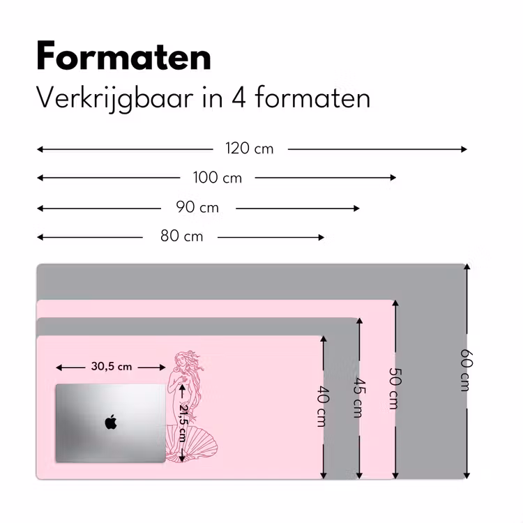 Bureau onderlegger - Vrouw - Schelp - Kunst - Lijntekening - Roze — 8