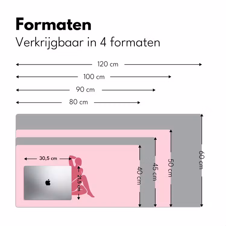 Bureau onderlegger - Vrouw - Silhouet - Abstract - Modern - Roze — 8