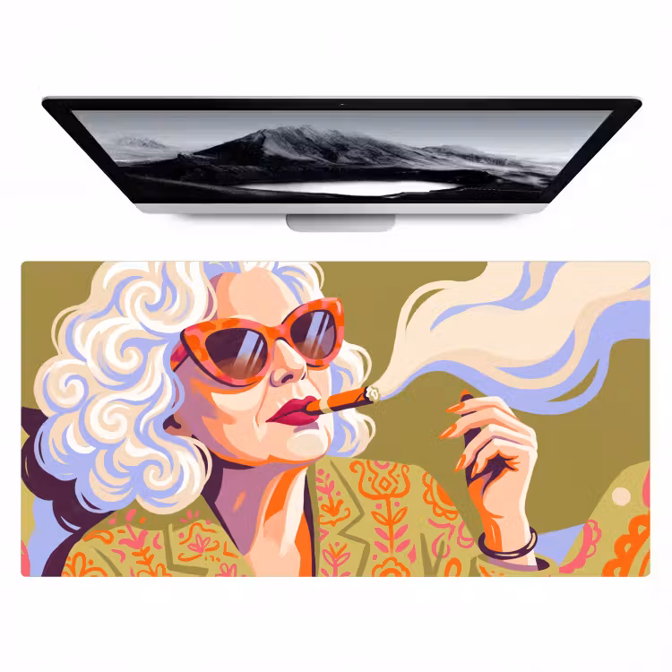 Bureau onderlegger - Vrouw - Zonnebril - Portret - Modern - Kleurrijk — 1