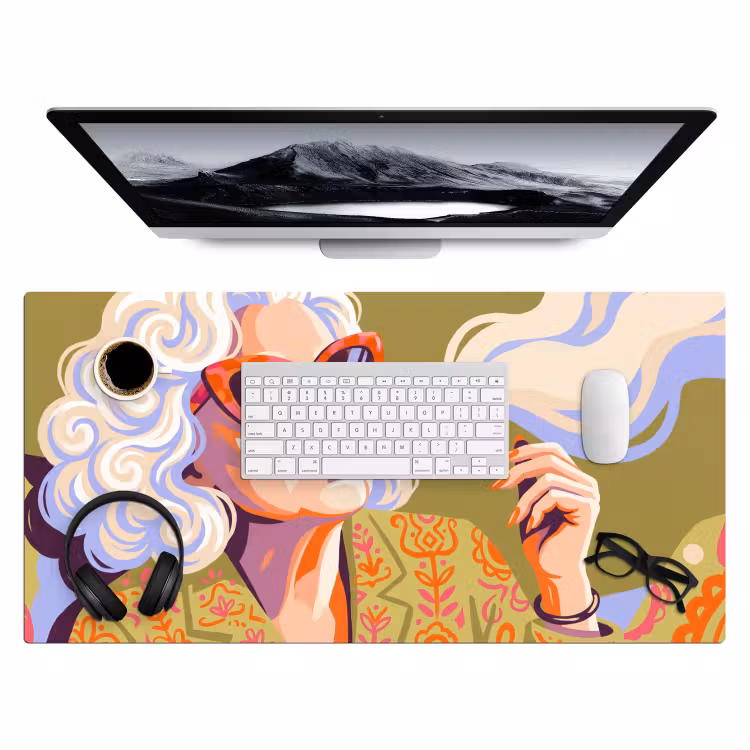 Bureau onderlegger - Vrouw - Zonnebril - Portret - Modern - Kleurrijk — 4