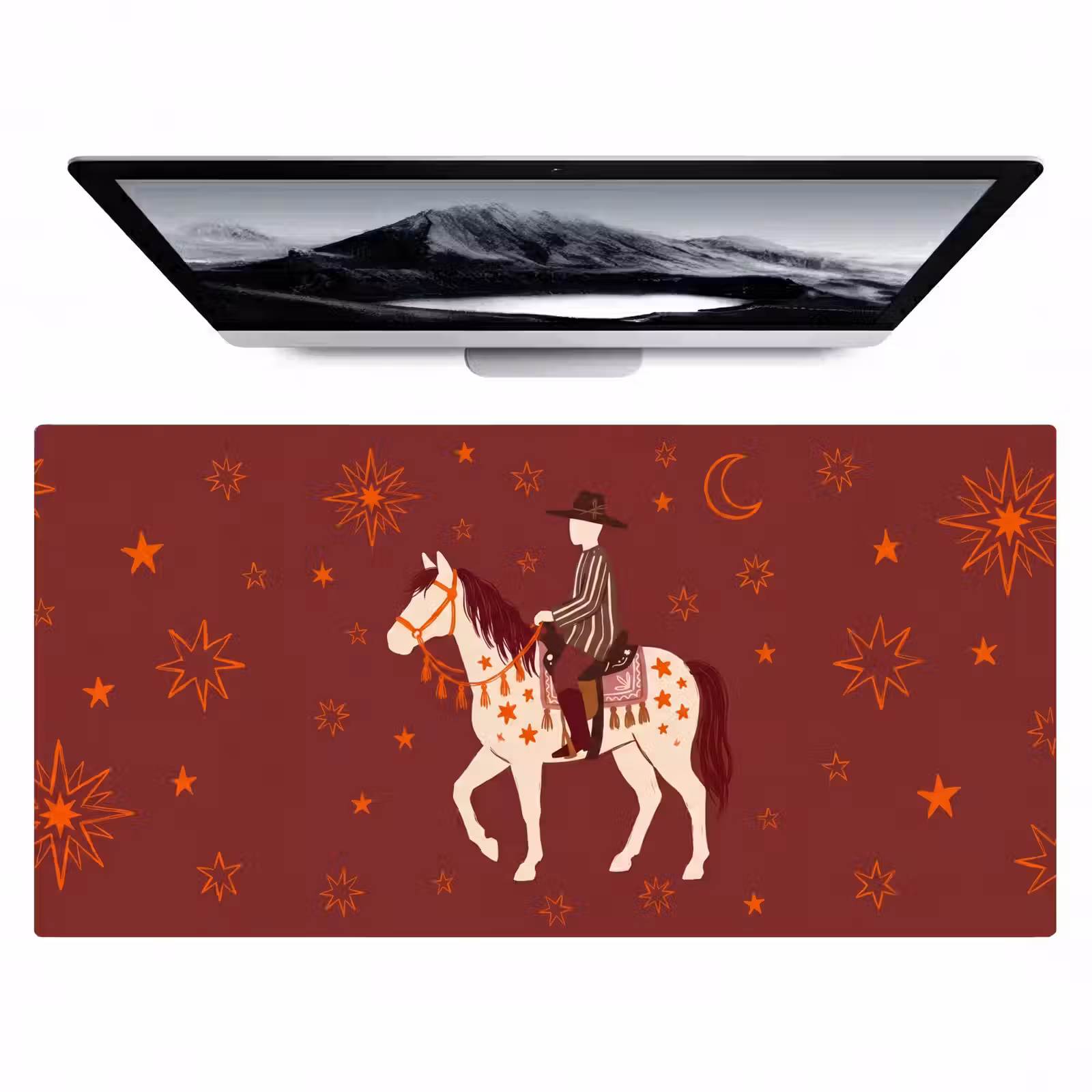 Bureau onderlegger - Paard - Ruiter - Sterren - Nacht - Illustratie — 1